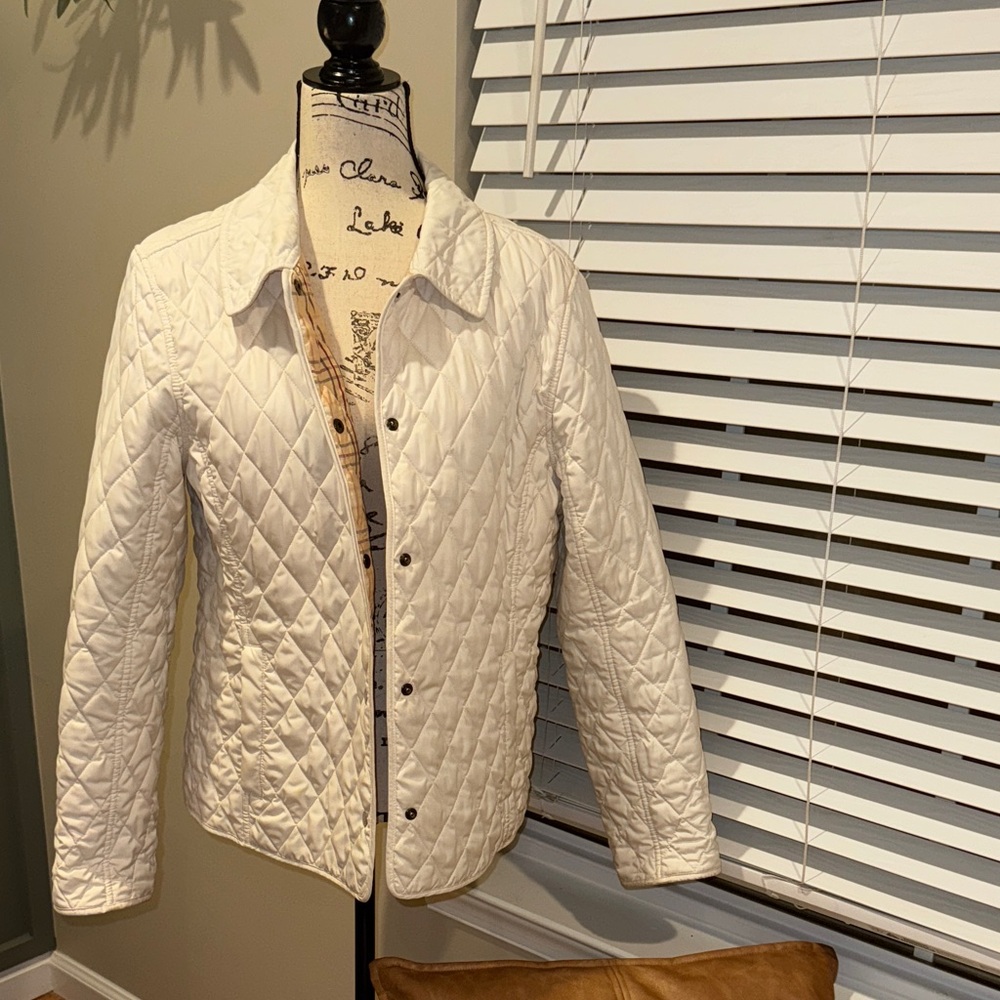 L.L. Bean Cream Quilted Diamond Puffer Jacket